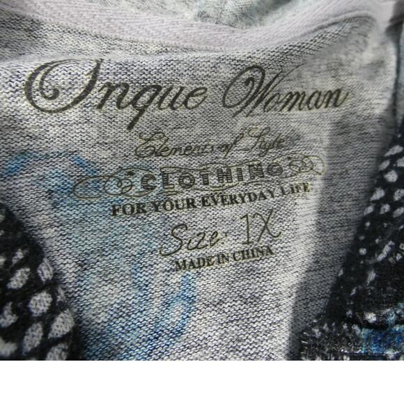 Onque Woman 1X Hooded Zippered Shirt Rhinestones Colorful Casual Plus - Picture 7 of 7